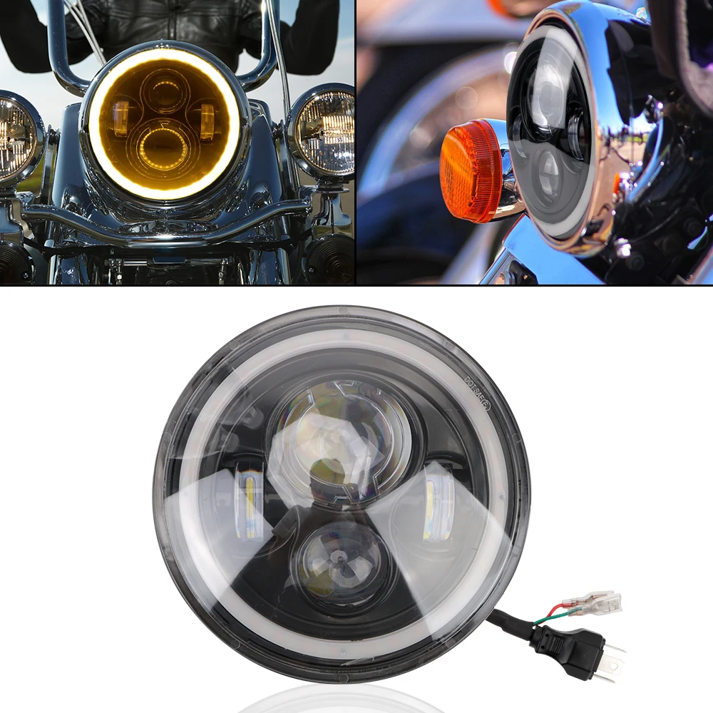 

Автомобильный светодиодный светильник s 7 дюймов Halo Ring Янтарный светильник Angel Eye DRL Hi/Lo луч для Нива мотоцикла Лада внедорожника 4x4 УАЗ 12В 24В