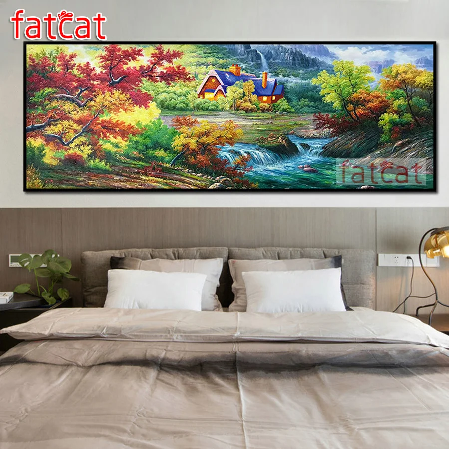 

FATCAT большой 5D Сделай Сам Daimond картина Весна Пейзаж хижина полный квадратный круглый дрель горный хрусталь вышивка распродажа домашний деко...