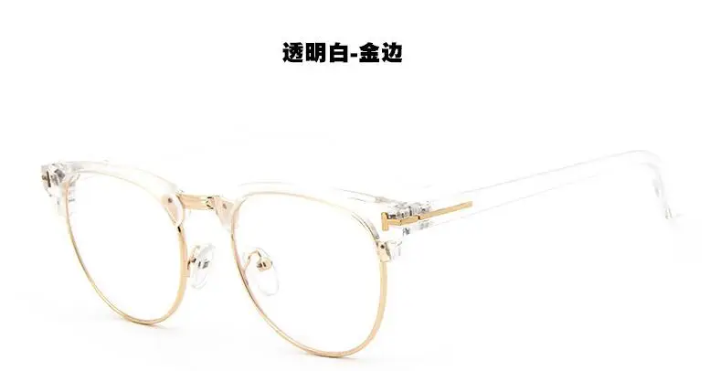 Clear White Gold Высококачественные металлические декоративные очки, оправа для мужчин и женщин, оптическая оправа, Ретро стиль, полуоправа, очки, Женская Золотая оправа - Цвет оправы: Clear White Gold