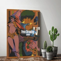 wall art spike spiegel faye valentine poster printed cowboy bebop canvas painting home decor for bedroom anime pictures framed