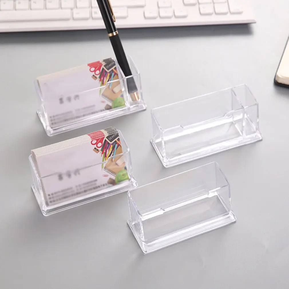 Business Card Holder Display Stand Desk Desktop Countertop Shelf Box With Pen | Канцтовары для офиса и дома