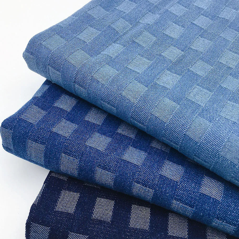 

Elastic Plaid Jacquard Jeans Fabric After Washed Soft Denim Fabrics Sewing Pants Blazer Bags Hat DIY Handcrafts 100X150cm
