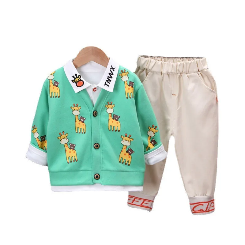 

New Spring Autumn Baby Boys Clothes Suit Children Cartoon Sport Coat Shirt Pants 3Pcs/Set Toddler Casual Costume Kids Tracksuits