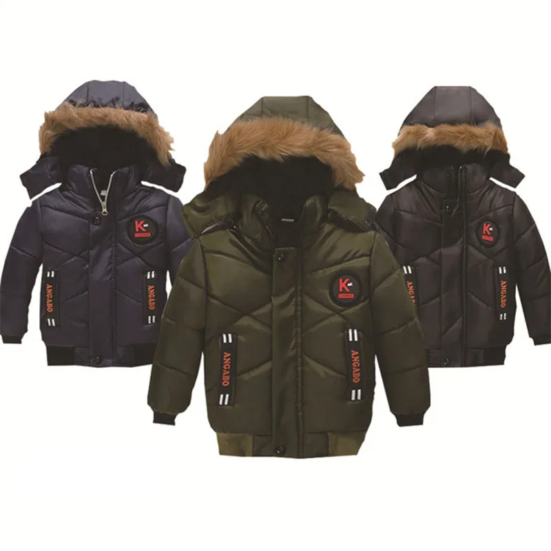

2020 Autumn Winter Thick Warm Outerwear Kids Cool Hooded Jacket Children Fashion Cotton Clothes Boys Casual Comfortable Coat