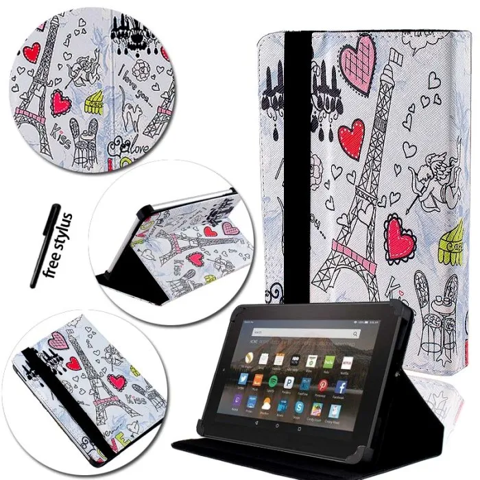 Eiffel Tower KK&LL для Amazon Fire HD 8(6th/7th/8th Gen, выпуск)-кожаный чехол-книжка для планшета+ bluetooth-клавиатура - Цвет: Eiffel Tower