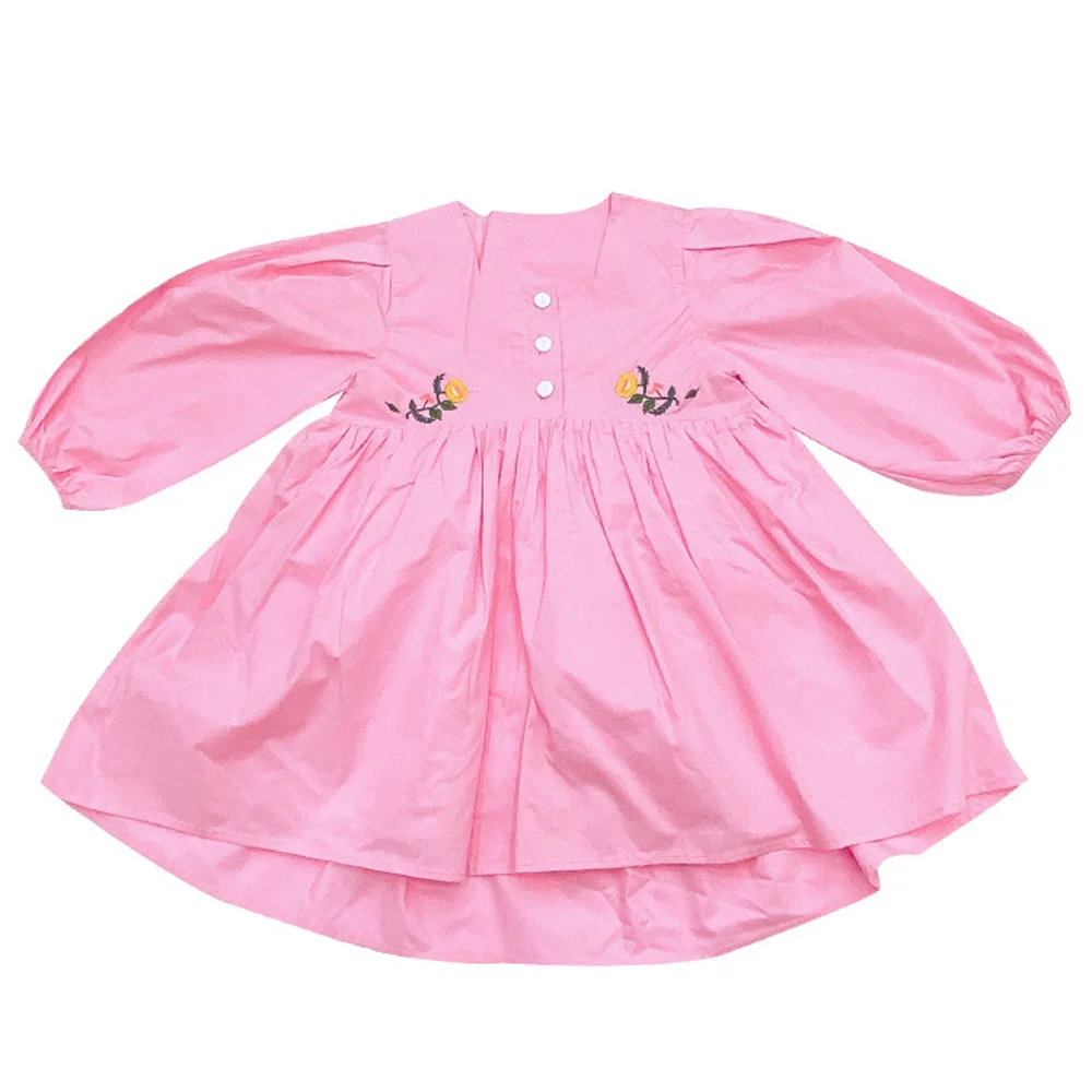 

Cute Little Princess Dress For Girls Fashion Floral Embroidery Long Sleeve Dress With Mesh Slip Dress For Girl Kids Clothing