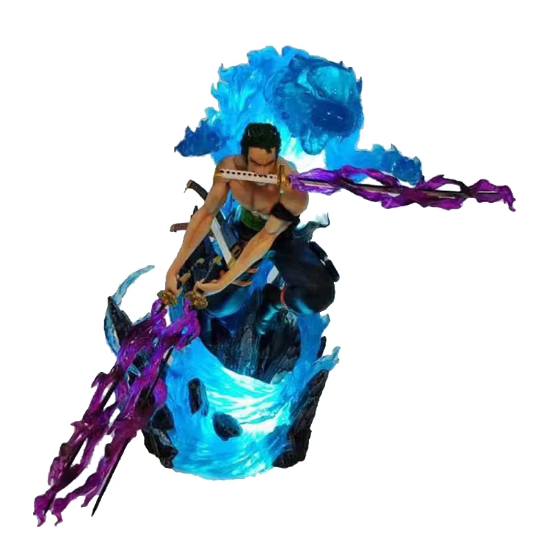 Online One Piece Modell Action Figure Anime Lorenor Zorro 29CM Können Glanz Statue Sammlung Spielzeug Drei Pole Fluss Desktop Dekoration Figma