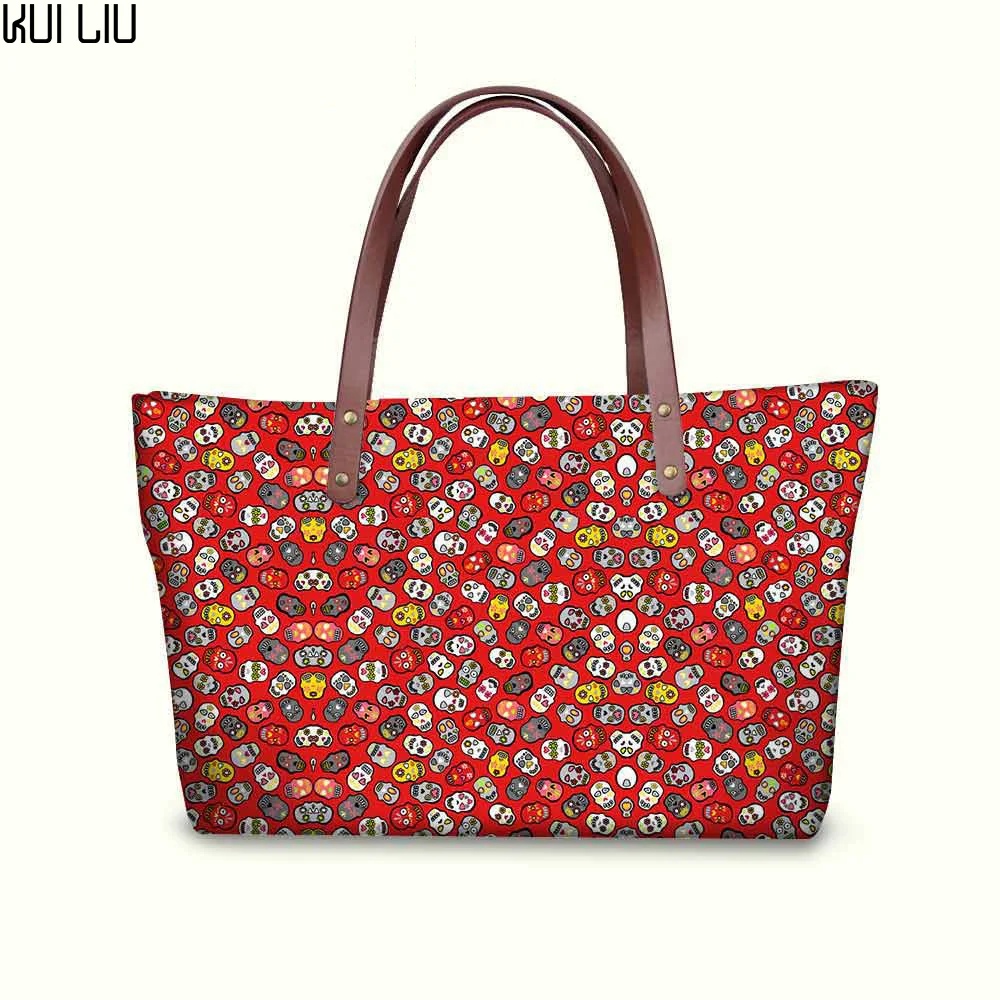 

Red Mexican Flower Print Handbags Women Large Women's Tote Shoulder Bags Handbags Ladies Bags Bolsa Feminina mochila escolar