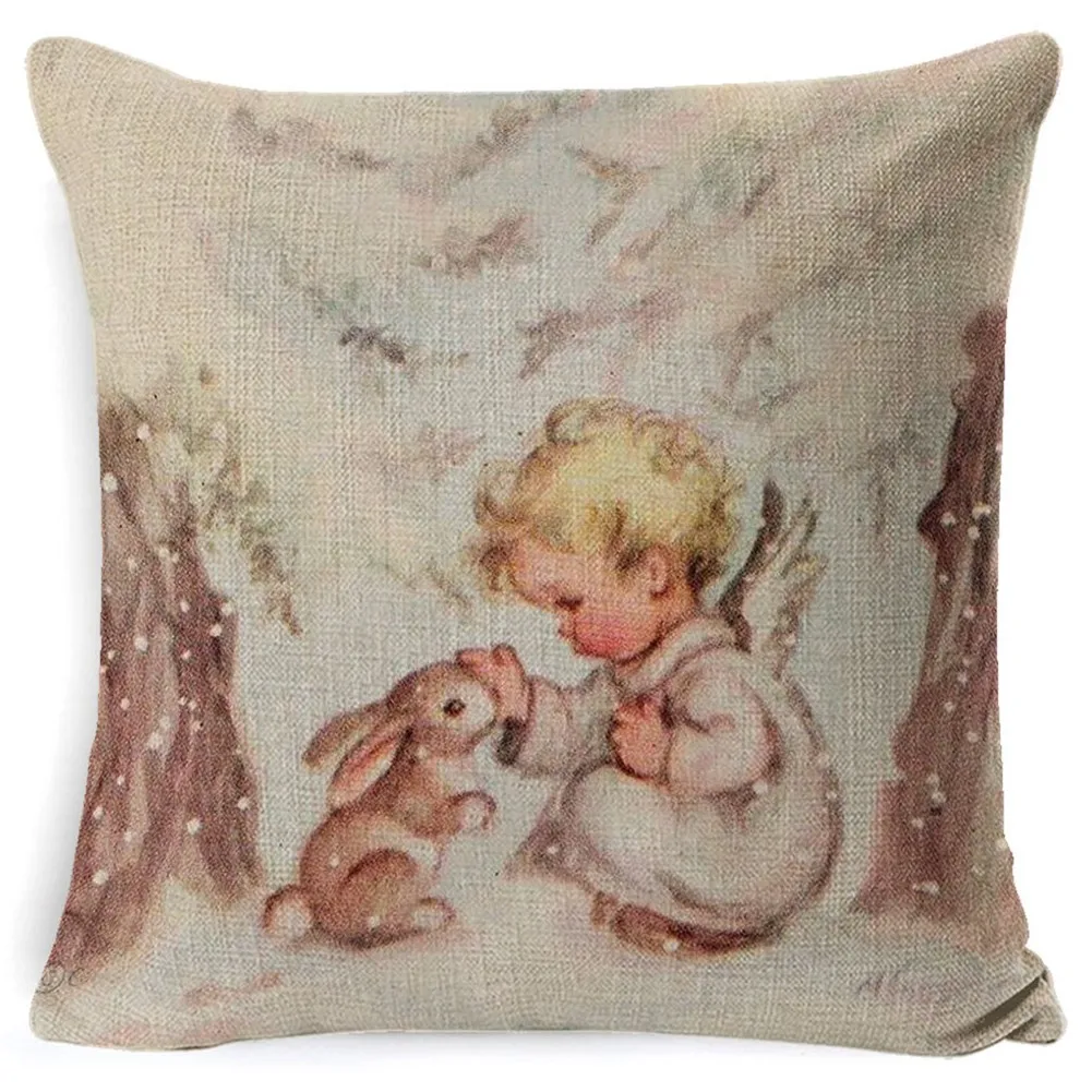 

1pcs 45x45cm Christmas Deer Cover For Sofa Linen Pillowcase For Household Car Hotel And Coffee Bar Decoration Wedding