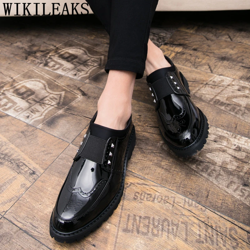 Мужские модельные туфли броги Лоферы Черный костюм оксфорды Элегантная мужская