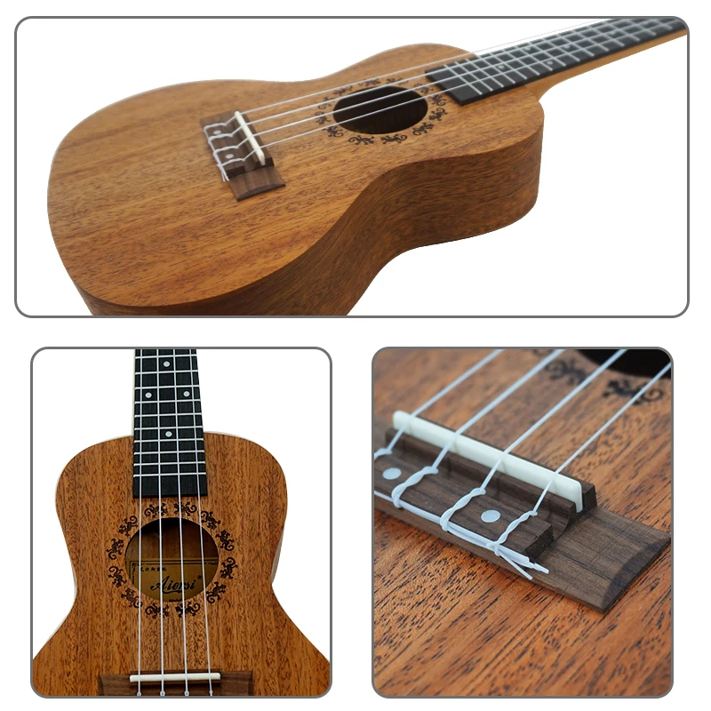 Aiersi 23 Inch Ukulele Top Solid Mahogany Concert Ukelele Musical Instrument Gecko Uke 4 String Hawaiian Guitar With Bag | Спорт и