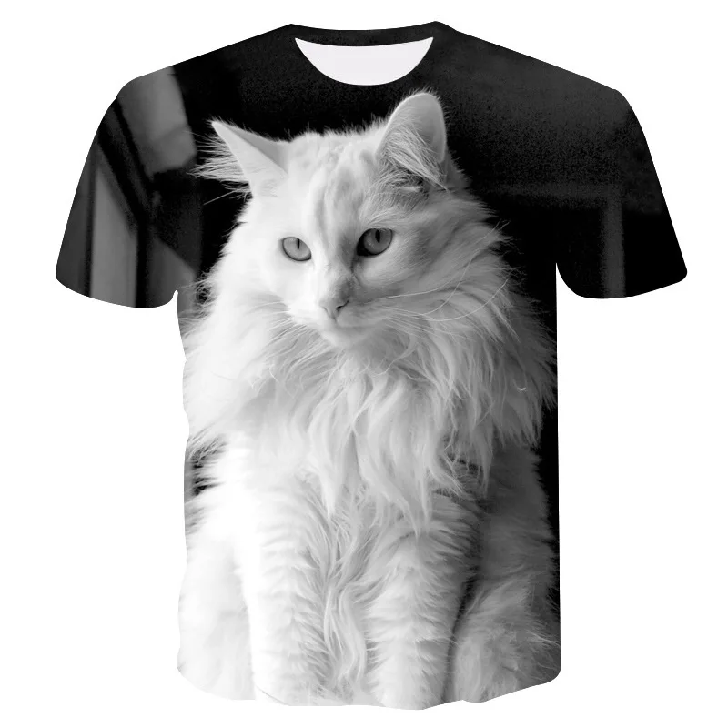 

Kawaii Cat Animal Graphic Women Tshirt Short Sleeve 3D Printed T-shirt Uniquely Unisex T-shirt Loose O-neck Summer Youth Clothes