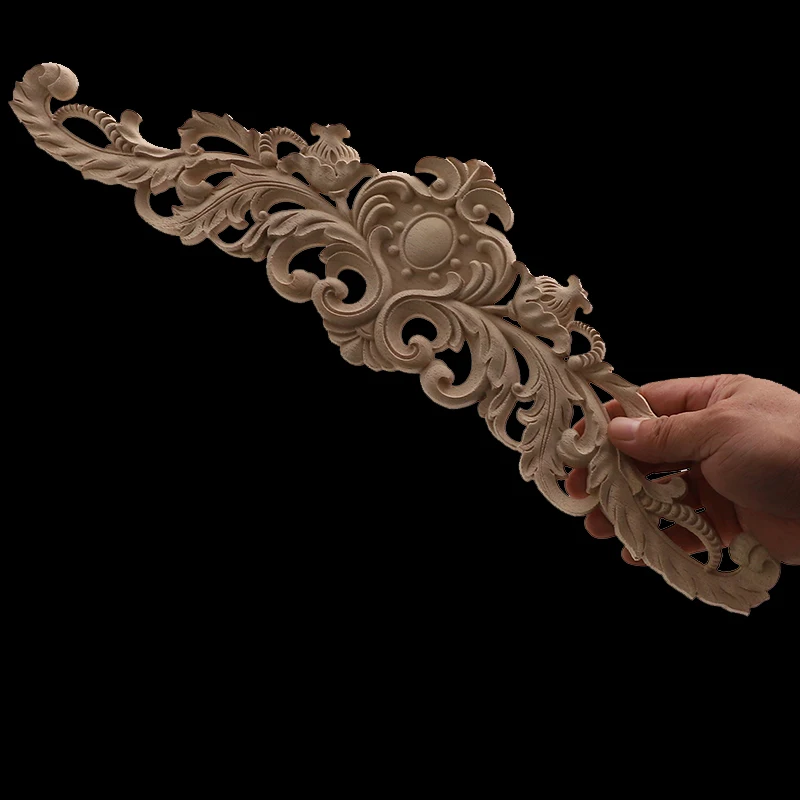 Длинная изысканная резьба в виде Розы аппликации из натурального дерева