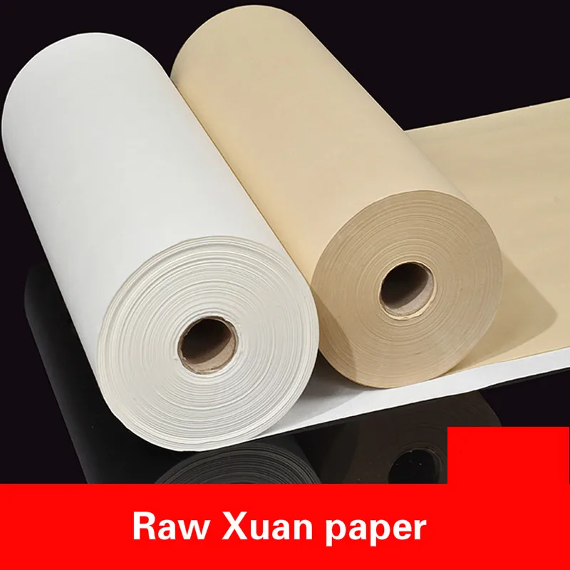 100m Chinese Calligraphy Papers Handmade Half-Ripe Xuan Paper Rice Papers Vintage Style Carta Di Riso Writing Painting Supplies