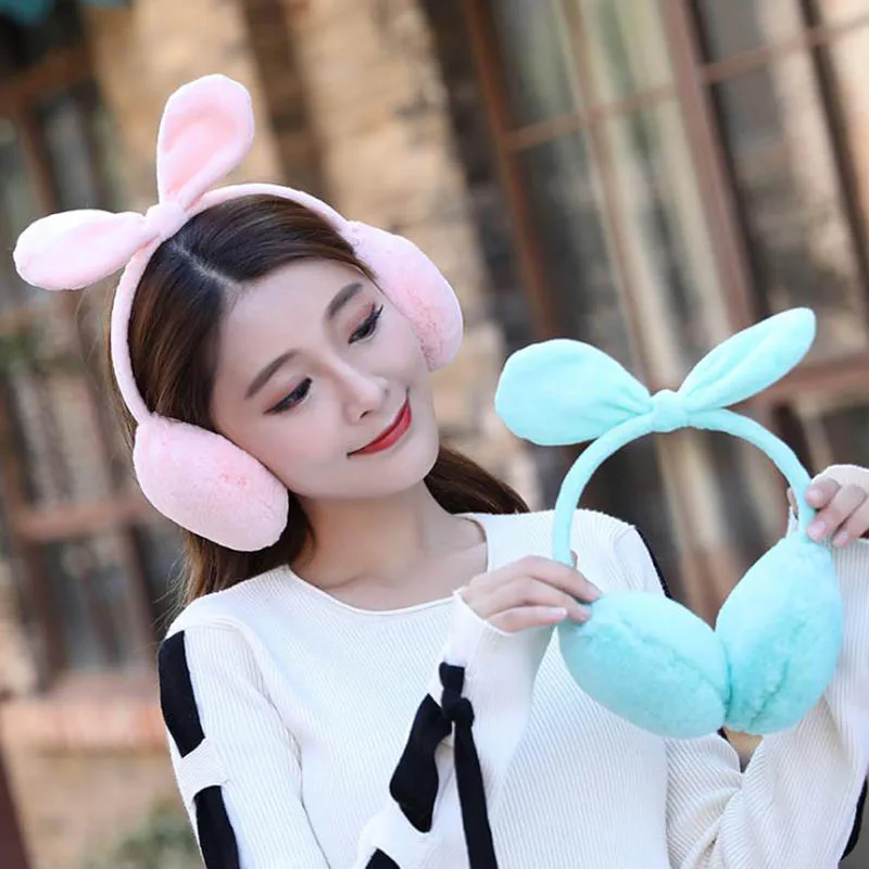 Calymel меховые наушники с кроличьими ушками зимние теплые удобные для женщин