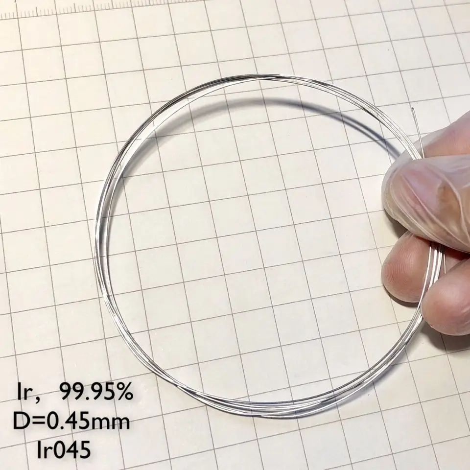

Pure Iridium Wire Metal Ir Wire 99.95% Purity Diameter 0.45mm Length 10mm