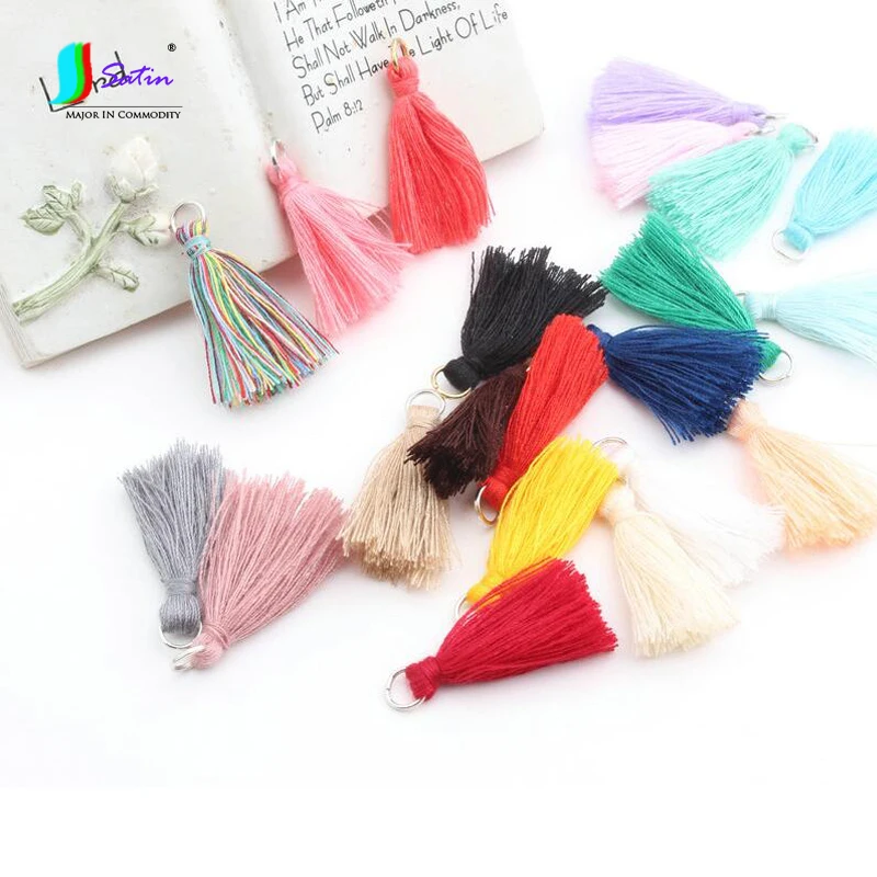 3 см мини размер красочные хлопковые кисточки сплав кольцо для ювелирных