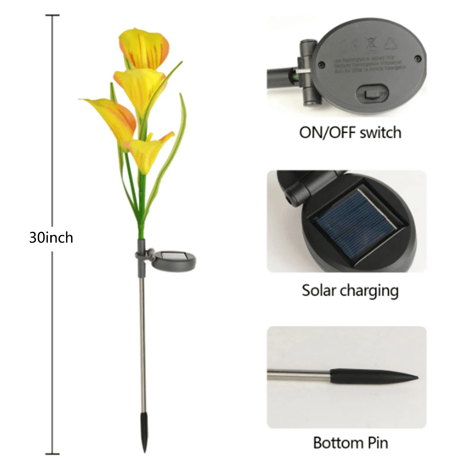 

Diverse Solar Flower Light Calla Lily Rose Led Lawn Lamps Outdoor Waterproof Flash Lights Lawn Garden Decor Lawn Landscape Lamp