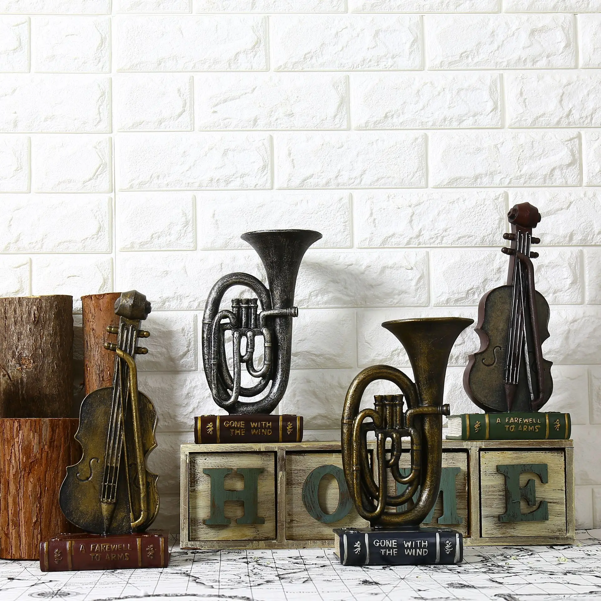 Музыкальные инструменты в стиле ретро, саксофон для скрипки, старый кафе, бар, аксессуары для дома, гостиная, декоративные украшения