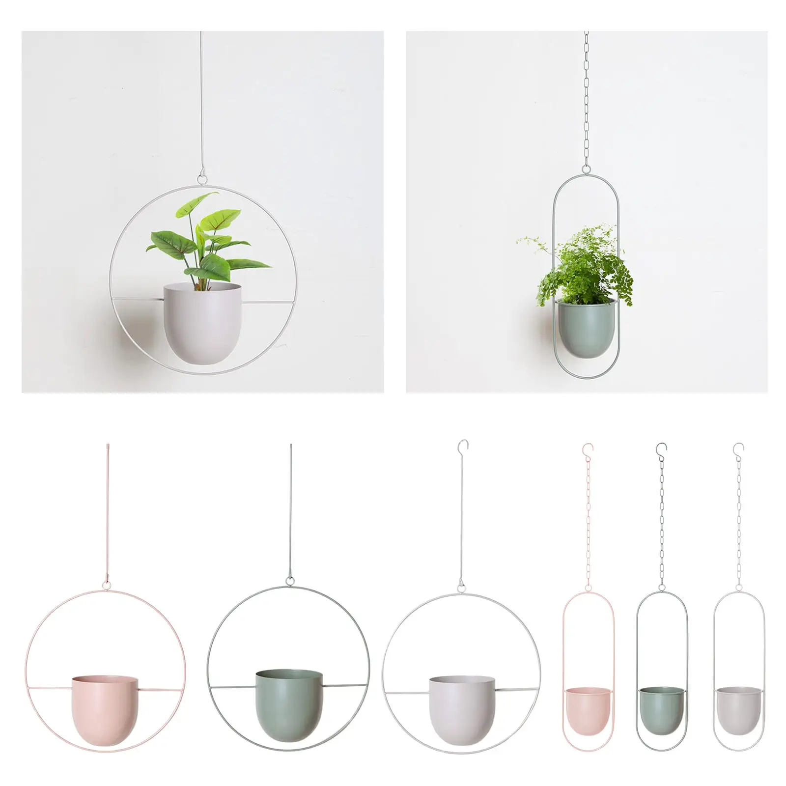 

Metal Hanging Planter Pot Indoor Outdoor Flower Pot Plant Holder Green Round