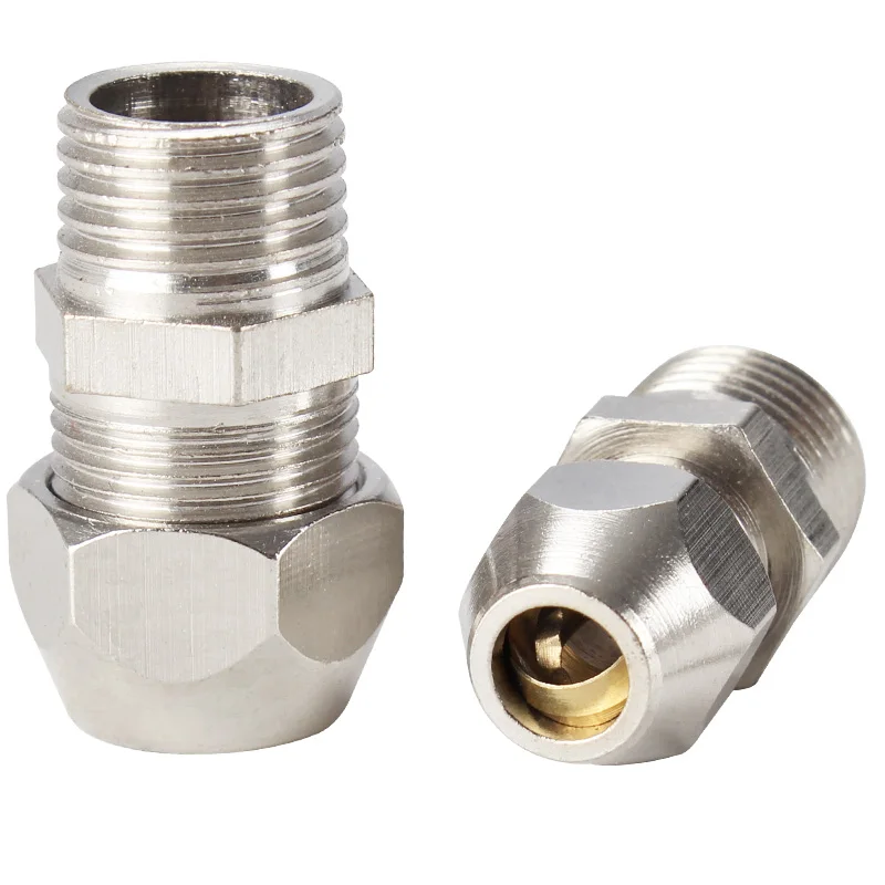 

PC Card Sleeve Joint Copper Pipe Joint 6-01 10-03 Oil Pipe Threaded Through Joint Nickel Plated PC12-04
