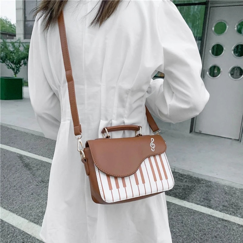

J60D Piano Shape PU Leather Shoulder Crossbody Bag Tote Top-handle Satchel Purse