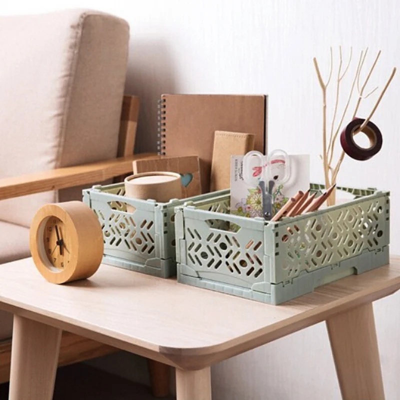 Бытовая голубая корзина для хранения складная Штабелируемая настольная ванной