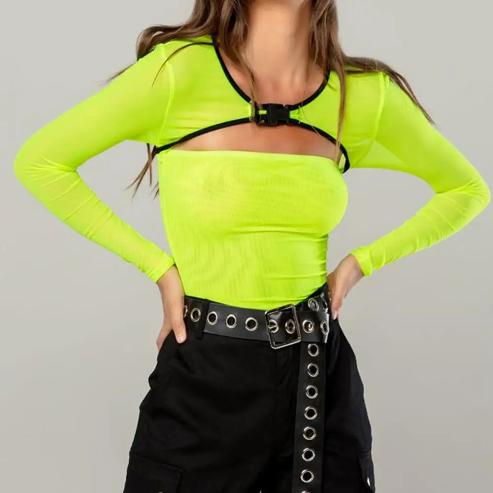 Сетчатый комбинированный женский комбинезон сексуальный полый флуоресцентный