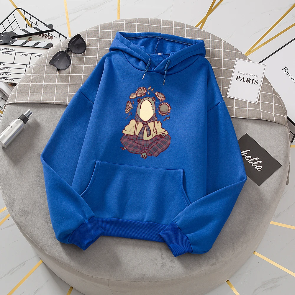 Aesthetic Hoodie 90 S Graphic Jacket for Girl Frog Hooded Sweetshirt Thick Oversized Hoodie Womens Tracksuits Hooded Sweatshirts