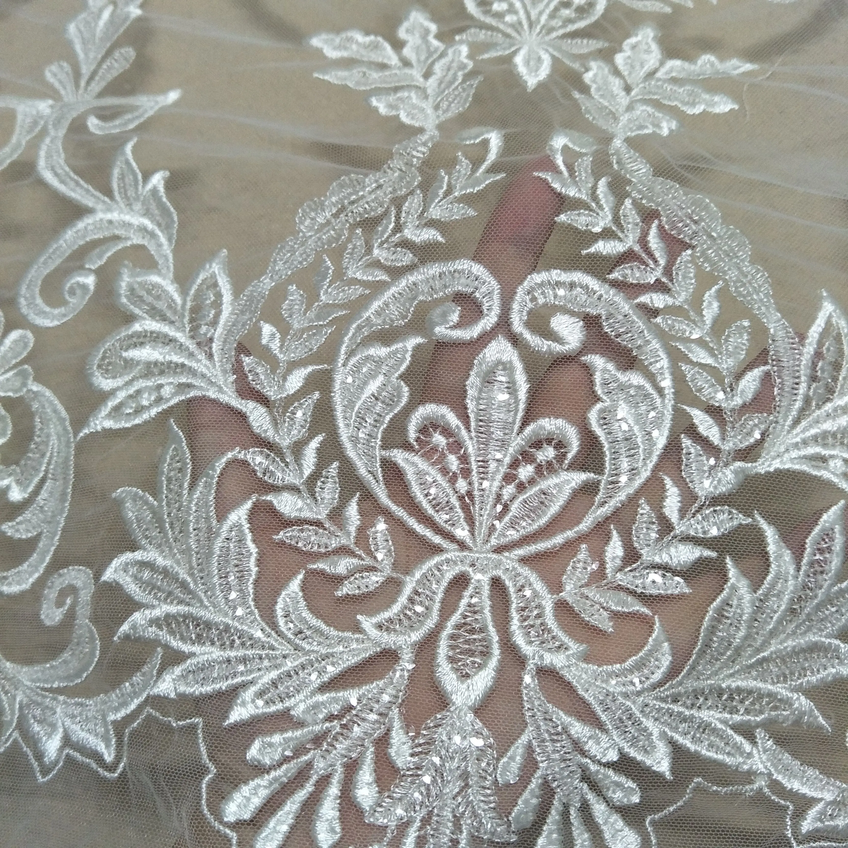 Новое поступление свадебное платье кружевная ткань с блестками продажа по ярду |
