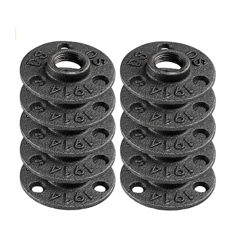 

1/2" Three Hole Black Malleable Cast Iron Floor flanges