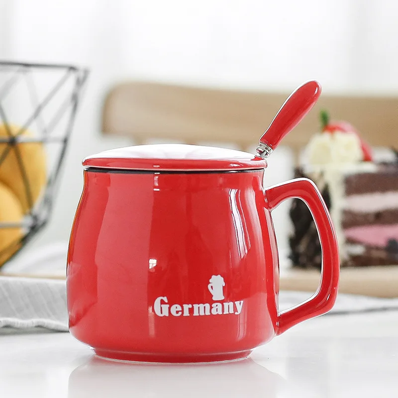 Японская керамическая чашка ретро молочные кружки с крышкой ложки ручка