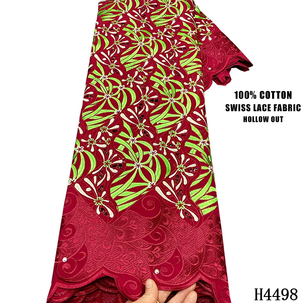 

New African Swiss Lace Fabric Tissu Africain Broderie Coton Swiss Voile 2021 Nigerian Cotton Lace Fabric For Party Dress HJ4498