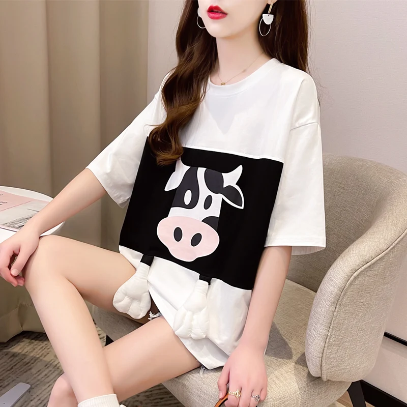 #0711 розовая красная синяя белая уличная футболка Женская хлопковая Повседневная