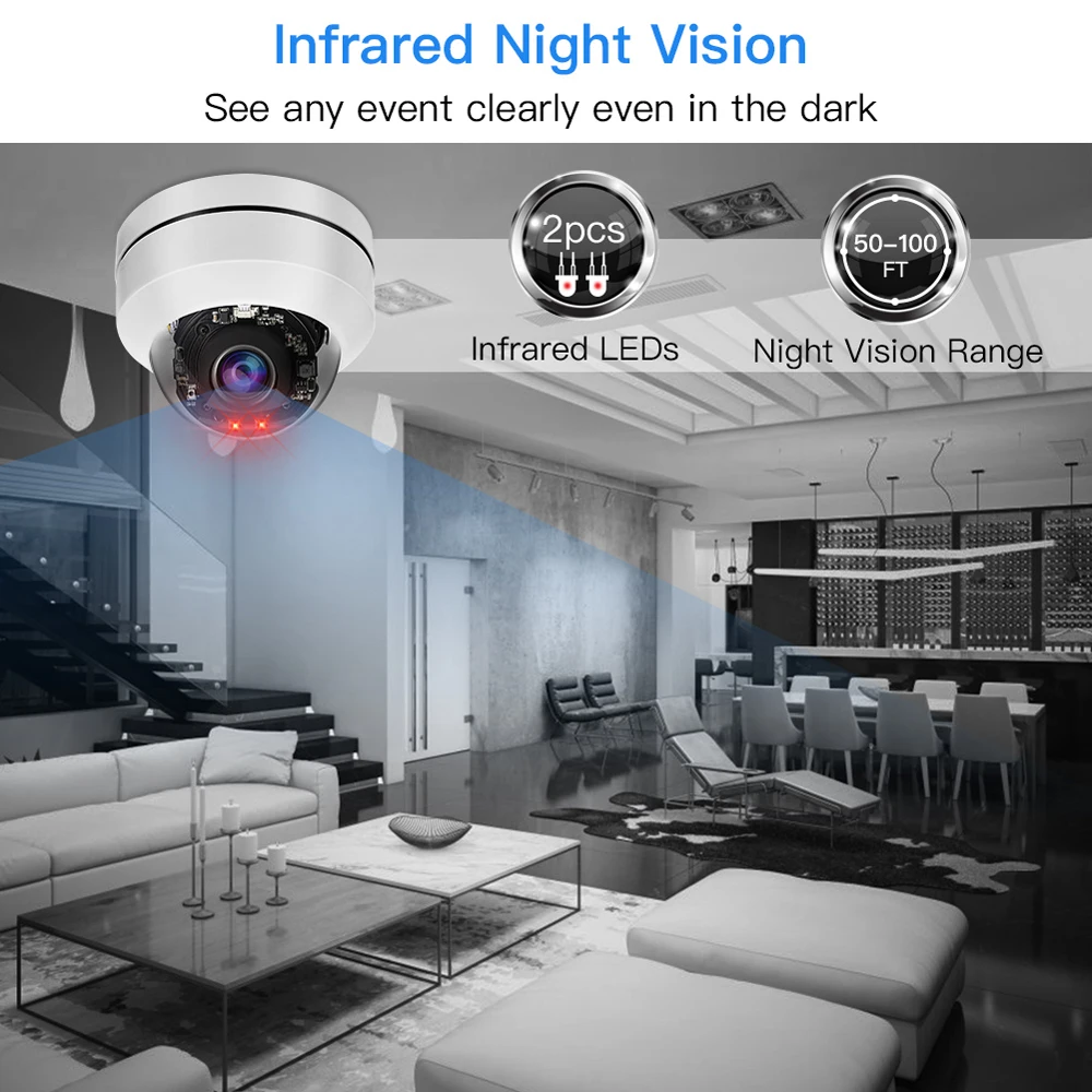 Камера видеонаблюдения TOMLOV купольная инфракрасная камера безопасности с