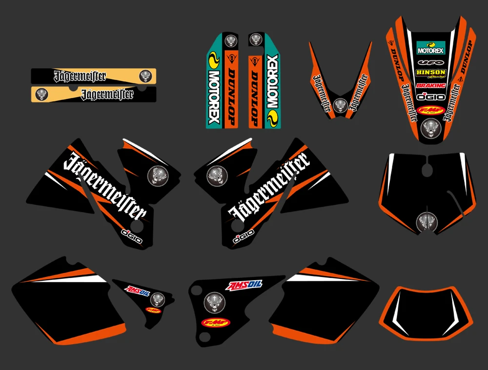 

NEW TEAM GRAPHICS WITH MATCHING BACKGROUNDS DECALS DECO FOR KTM EXC 125 200 250 300 380 400 1998 1999 2000 MOTORCYCLE