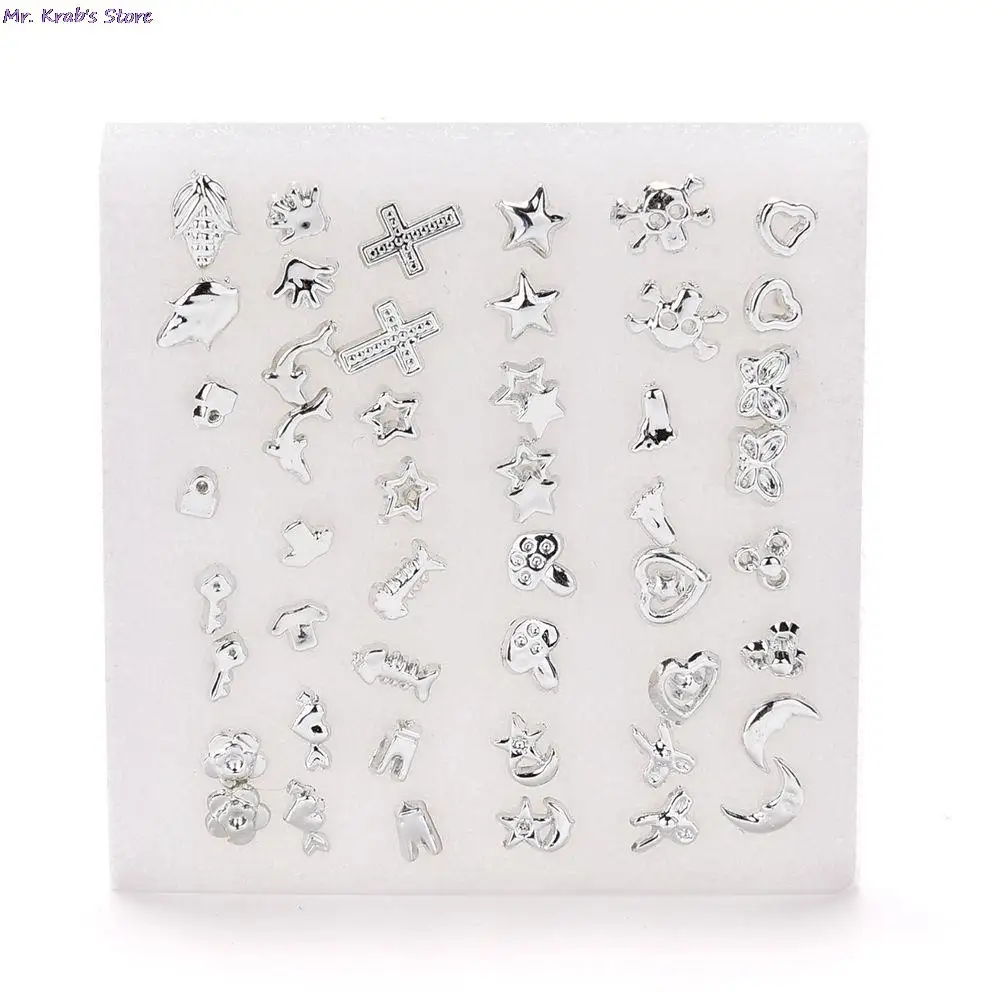 24Pairs Mix Silver Plated Plastic Ear Stud Earring Set Bijoux Bohemian Earrings Jewerly For Girls | Украшения и аксессуары