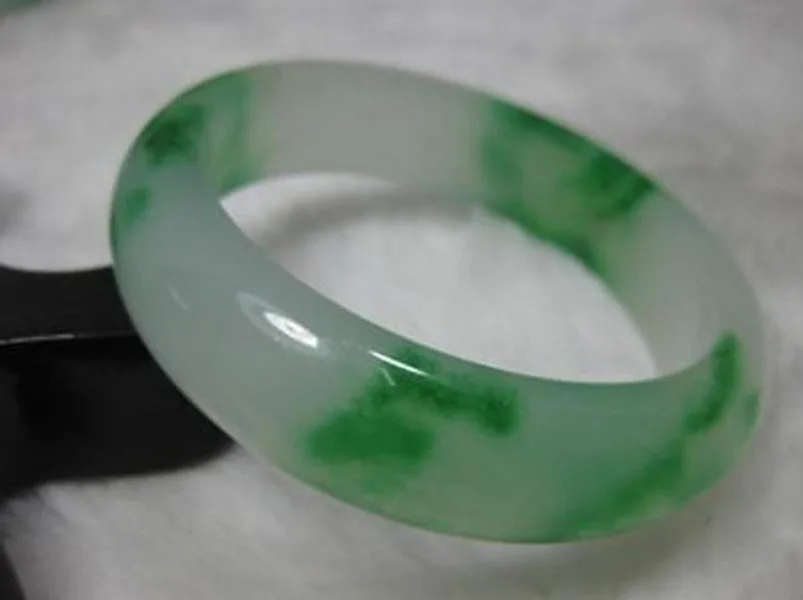 

58MM VERY FINE RARE NATURAL GREEN WHITE JADEITE JADE BRACELET BANGLE
