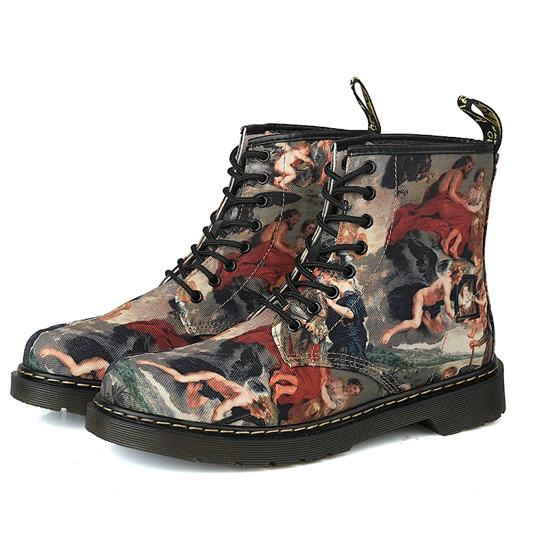 

New Luxury Men Boots Couple Trend High Top Graffiti Motorcycle Boots For Man Women Autumn Ankle Short Boots Size 45