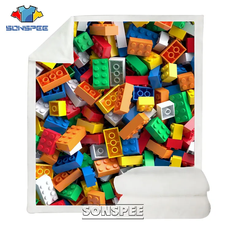 

Игрушки для строительства SONSPEE, игрушечные блочные кирпичи, флисовое постельное белье, стеганое одеяло, модный домашний винтажный 3d-принт, ш...