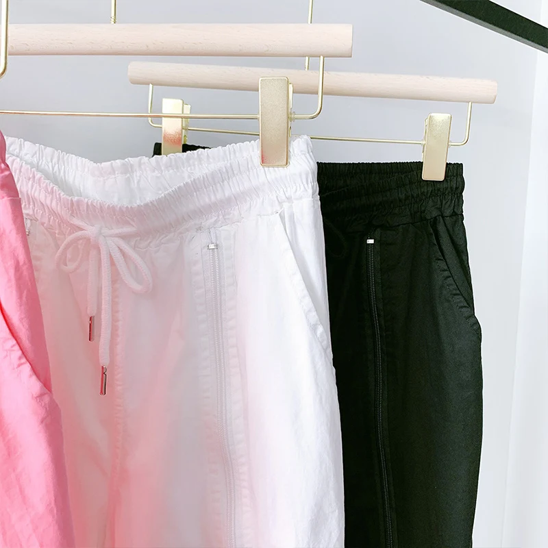 Женские брюки-карго TIGENA розовые и белые повседневные брюки с высокой талией в