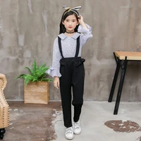 kids girl spring autumn clothing set flare sleeve striped blouse jumpsuit two pieces clothes set for age 4 5 7 9 11 13 years