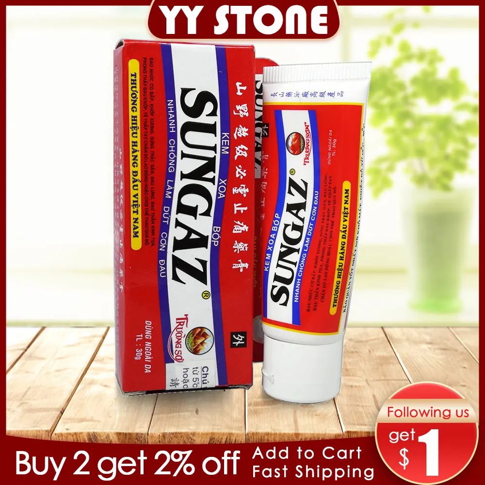 

Vietnam Sungaz Sprain for shoulder, neck, head, abdomen, waist, hand and foot pain.Relax the whole body 30g/pcs