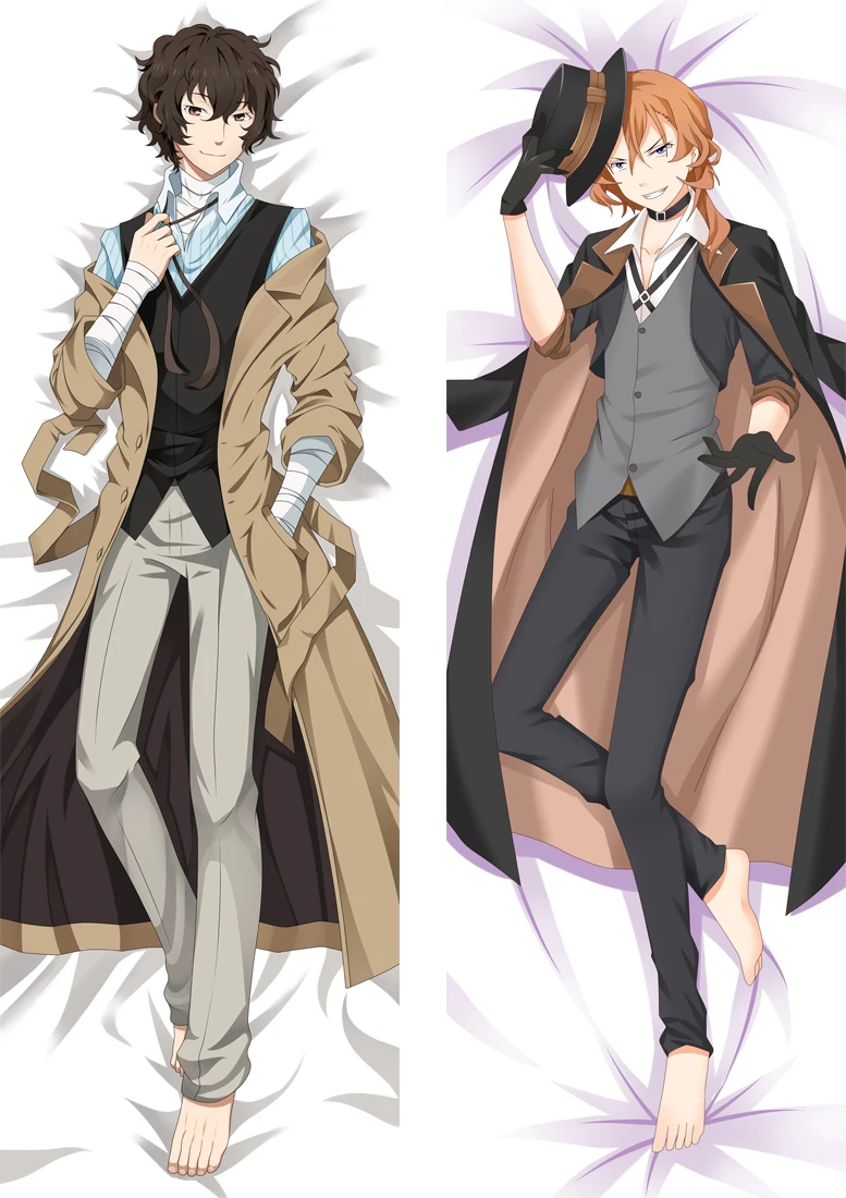 Online Funda De Almohada De Anime Bungo Stray Dogs Dakimakura, Nakajima Atsushi Y Osamu Dazai, Funda De Refuerzo Para El Cuerpo