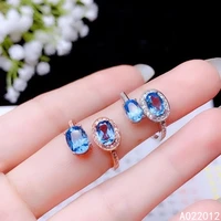 kjjeaxcmy fine jewelry natural blue topaz 925 sterling silver luxury new women gemstone ring support test with box