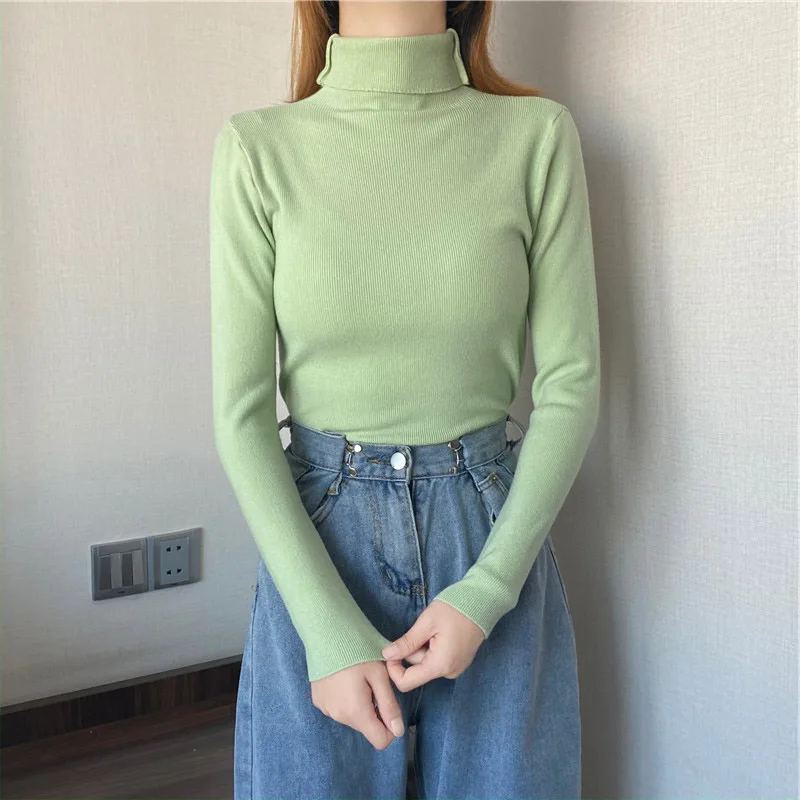 

Women's Sweater Wool Pullover Women Turtleneck Sweaters Female Woman Sweater Black