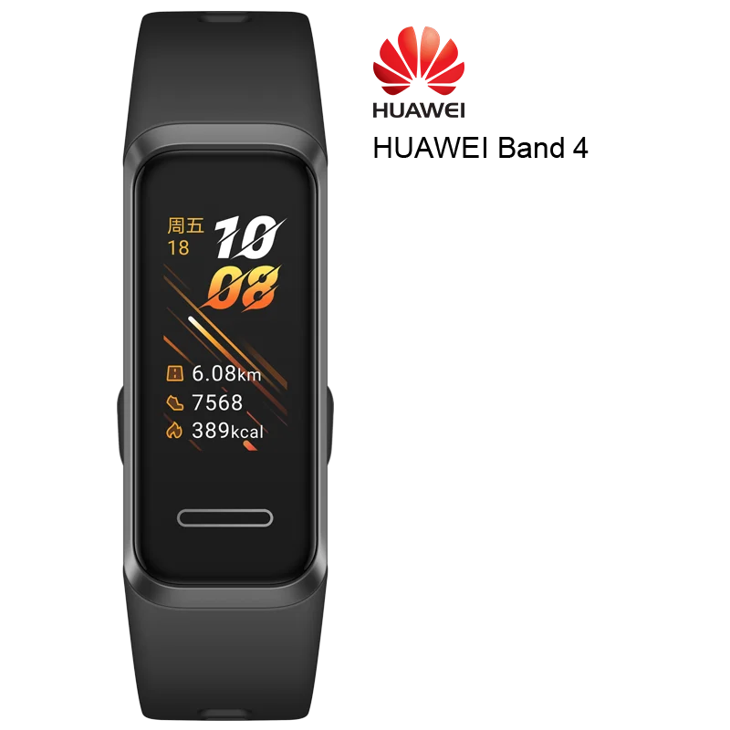 Оригинальный Смарт браслет Huawei Band 4 с функцией измерения пульса и шагомером