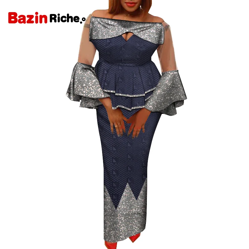 2 Piece African Set Skirt and Top Plus Size Custome 2021 Fashion Patchwork WY7984