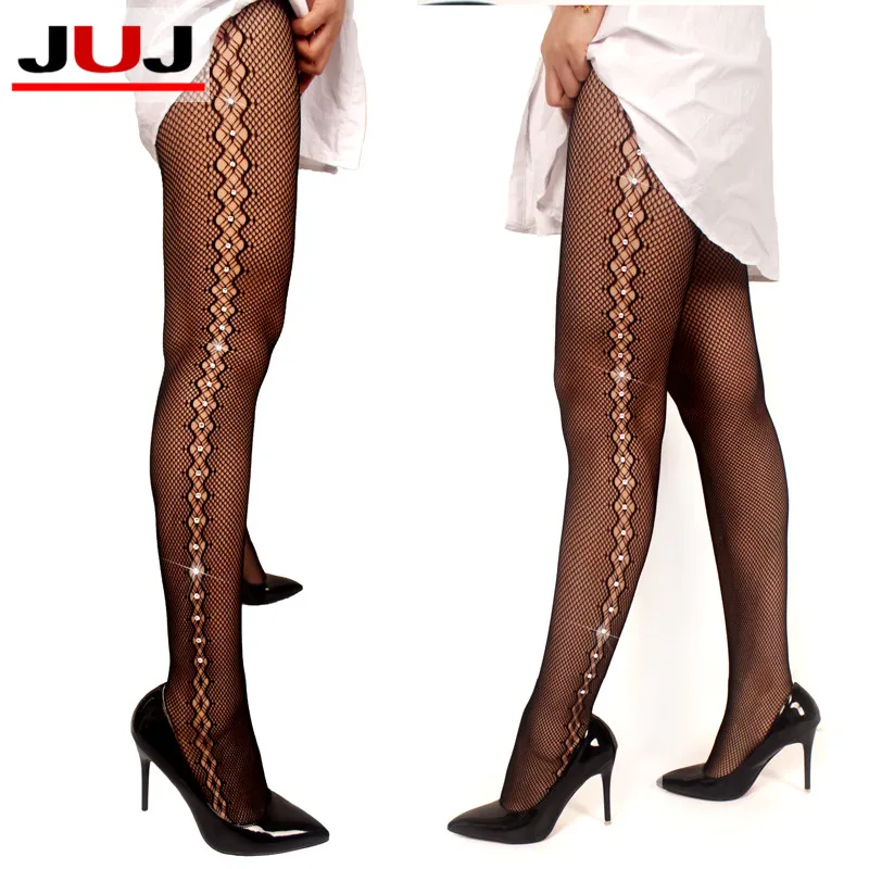 Женские сексуальные колготки со стразами Стразы сетчатые блестящие однотонные