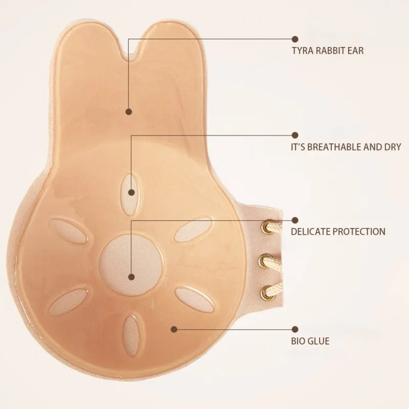 Женская защиты груди кроличьи уши наклейки анти-ударная провисание чтобы